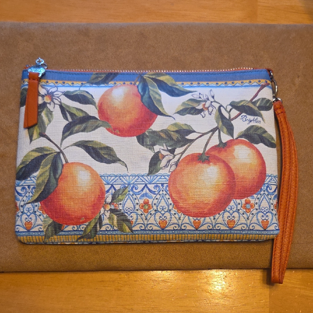 Brighton Leather Citrus And Floral Patterned Clutch